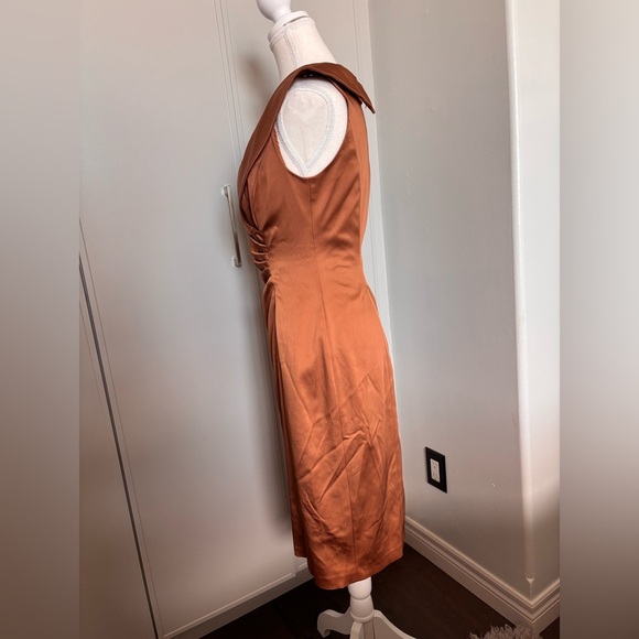 Kay Unger Bronze Ruched Midi Dress - Picture 8 of 9